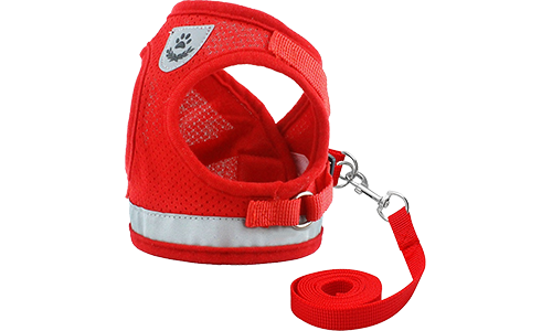 Reflective Dog Harness Vest with Matching Leash Raudonas atspindintis šuns antsnukio liemenė su pavadėliu, lengvas, kvėpuojantis audinys, patogus pritaikymas.