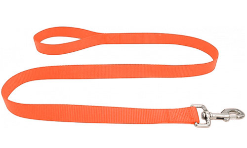 Tvirta oranžinė nailoninė šuns pavadėlis 120cm, lengva valyti, patvarus, su saugiu sidabriniu užsegimu.